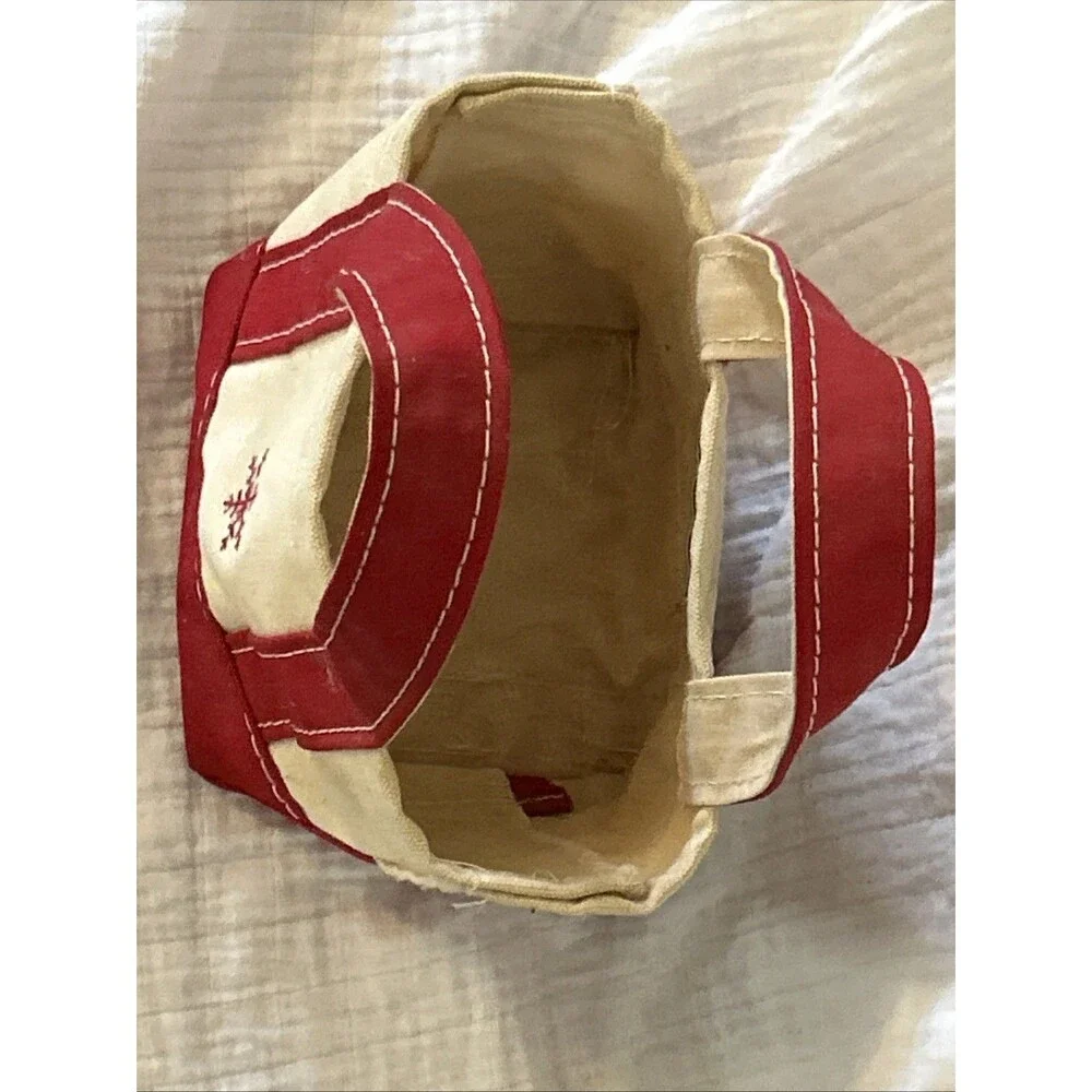 LL Bean CHRISTMAS Embroidered SNOWFLAKE Mini MICRO CANVAS Boat & Tote RED